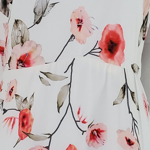 Women V-Neck Floral Print Short Sleeve Long Dress - Picture 4 of 4